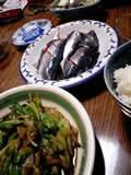 秋刀魚の刺身と野菜炒め