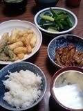 山芋とオクラの天ぷら、キュウリ、ゴボウ揚げ