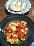 トルテローニのトマトソース、茄子焼き(駄作)