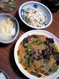 麻婆春雨、オクラ豆腐、白菜の漬け物