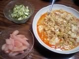 麻婆豆腐、タマゴサラダ、新生姜