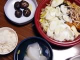 焼き椎茸、葱鍋、生姜御飯、白蘿蔔湯(大根のスープ)