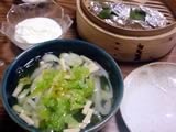 ヨーグルト、粽、セロリと高野豆腐のスープ