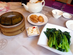 粽と揚餃子、青菜炒め